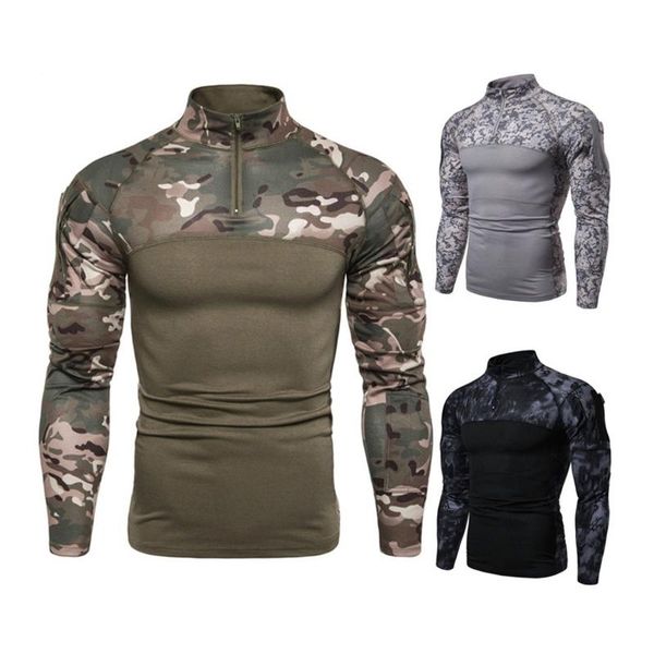 

men's t-shirts mens camouflage tactical military clothing combat shirt assault long sleeve tight t army costume, White;black