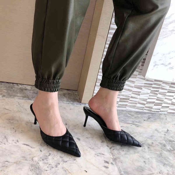 

slippers ladies mules shoes sewing design fashion pointed toe sandals slides slip on summer comfortable flip flops hop3, Black