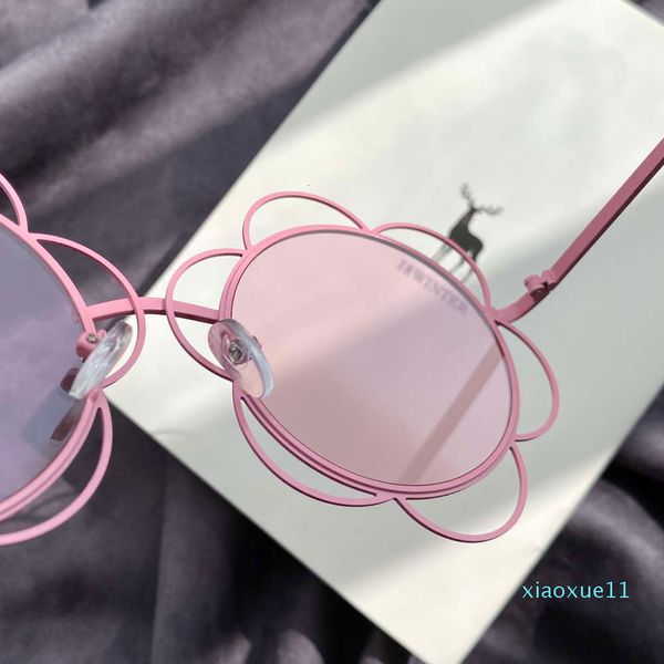 

luxury- new korean metal frame trendy round face orange sunflower sunglasses women's net red, White;black