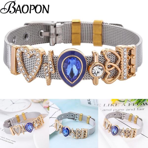 

charm bracelets baopon multicolor stainless steel mesh for women men europe watch chain fine kids jewelry gift, Golden;silver