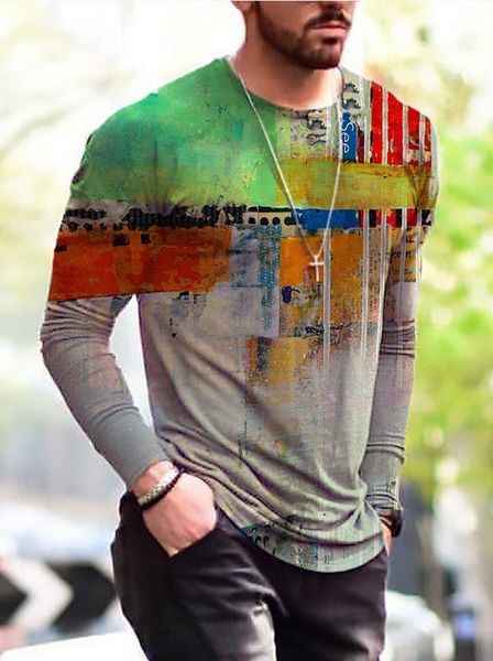 

t shirt men's 2021 men's street printing fashion round neck long sleeve casual t-shirt, White;black