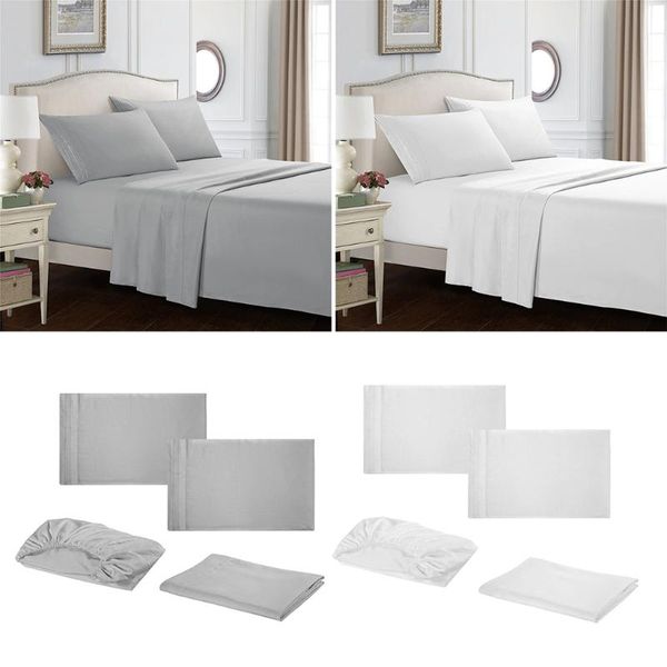 Conjuntos de cama Conjunto de folha de cama Microfiber 1800 - Rugas, Fade, Mancha Resistente 3 ou 4