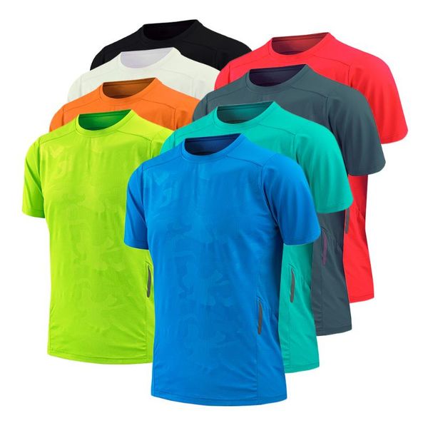 

men's quick dry running t shirt short sleeve breathable polyester for men fitness camping hiking cycling t-shirts jerseys, Black;blue