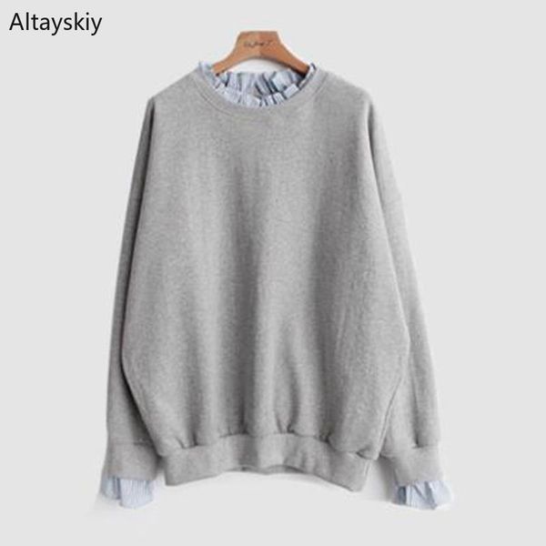 

women's hoodies & sweatshirts sweetshirts women 2021 harajuku thin autumn winter ulzzang loose korean style trendy womens pullovers ful, Black