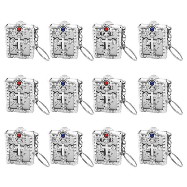 

keychains 12pcs gift cross bible plastic accessories religious universal portable baptism necklaces mini pendant key chain english, Silver