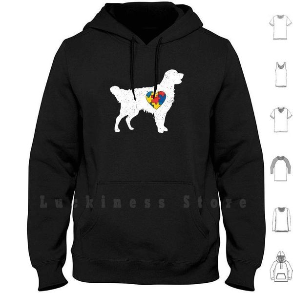 

golden retriever autism awareness day hoodies men's & sweatshirts, Black