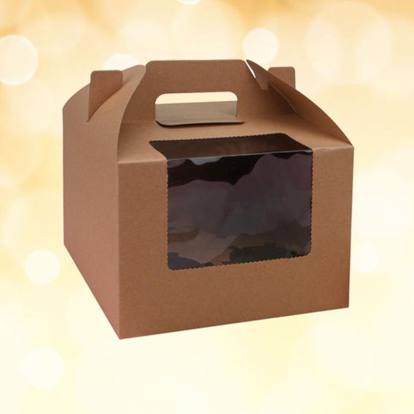 

disposable take out containers 10pcs 4 cavities paper cupcake box portable dessert bakery cake carriers for home shop (kraft)