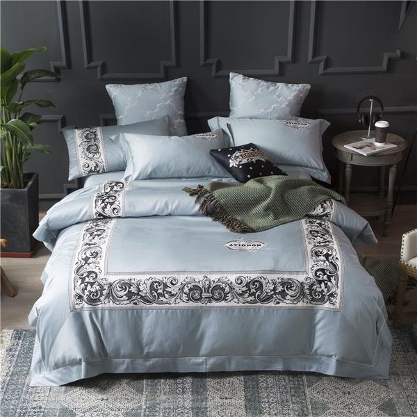 

bedding sets luxury egypt cotton european classics set embroidery silky duvet cover bed sheet pillowcases  king 4/6/7pcs size