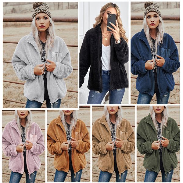 

winter thickened tweed coat women's zipper loose large 8511370, Black