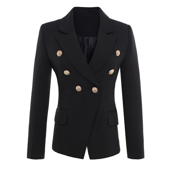 

fashion runway star style jacket women's gold buttons double breasted blazer outerwears-5xl 211013, Black;brown