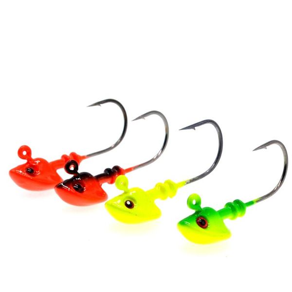 

4pcs/lot fish head hooks 7/10/14g lead hook lure jig multicolor fishing tackle