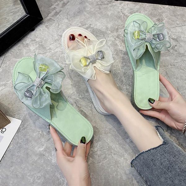 

butterfly-knot slippers casual beach shoes slides slipers women luxury sabot summer 2021 flat sweet basic pu, Black
