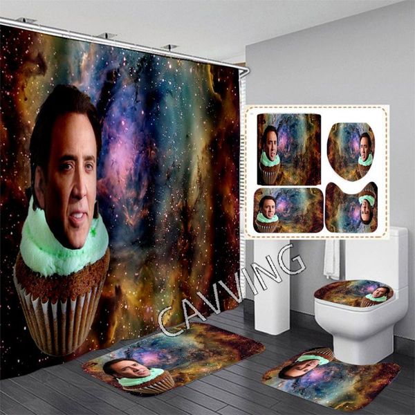 

shower curtains cavving 3d print nicolas cage curtain waterproof bathroom anti-slip bath mat set toilet rugs carpet home decor