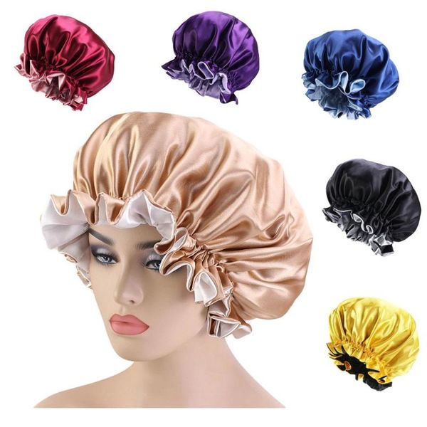 

bonnet satin cheveux nuit women en silky sleep night cap head cover hat for curly springy hair shower caps