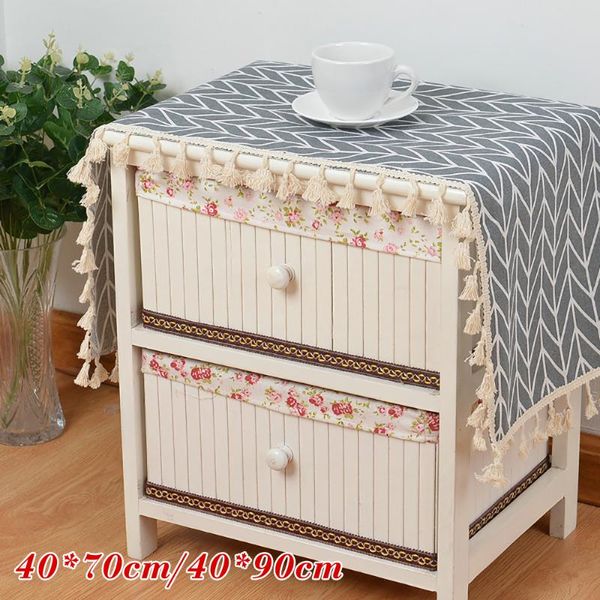 

table runner 40x70/40x90cm rectangle bedside cover towel home decor printed tassel reusable stain resistant washable polyester