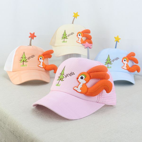 

children's hat summer thin fox cartoon baseball cap baby boys and girls sun visor mesh breathable, Blue;gray