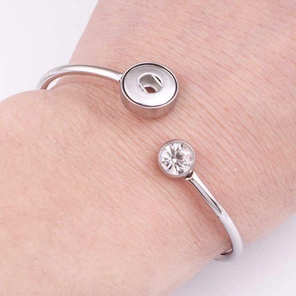

xh9228 new stainless steel 12mm snap button cuff bangle bracelet q0719, Black