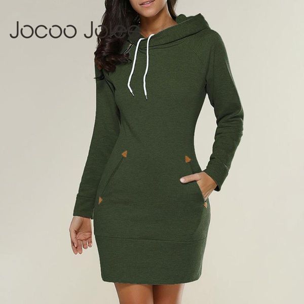 

women's hoodies & sweatshirts jocoo jolee autumn winter casual long sleeve elegant mini dress vintage solid zipper pockets pullover, Black