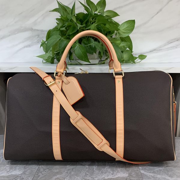 

55cm leather designer men duffel bags suitcases luggage sport outdoor packs shoulder travel bags messenger bag totes bags handbags 2023