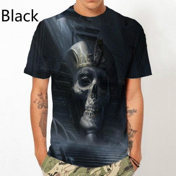 

men's t-shirts summer skull 3d printed t-shirt men/women street short sleeve funny fashion xs-5xl, White;black