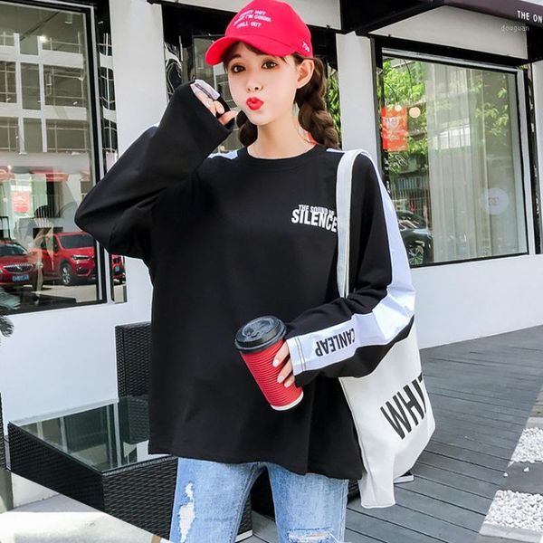 

women's t-shirt harajuku women big size tee shirt hip hop white black t-shirts autumn loose t letter print long sleeve female