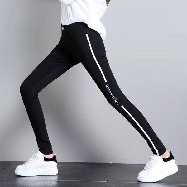 

one piece drop leggings women's outer wear slim fit patchwork cropped skinny pants casual spring and autumn pencil & capris, Black;white