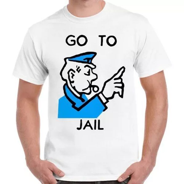 

go to jail monopoly game funny cool gift vintage t shirt 2846, White;black