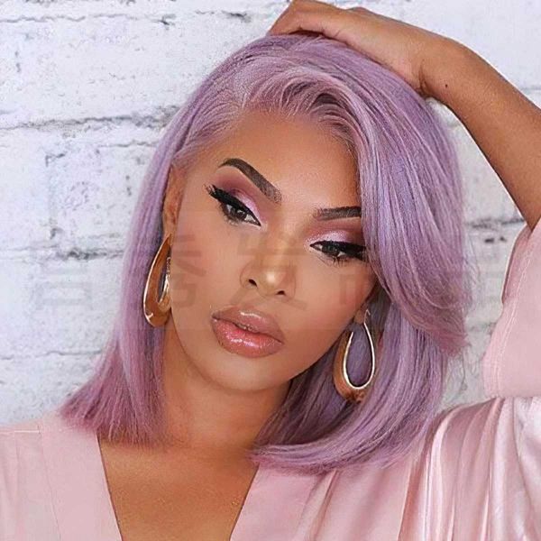 

wig women's partial short hair front small lace chemical fiber headgear wigs, Black
