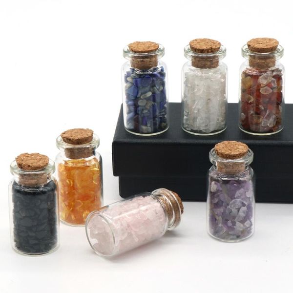 

charms mini wishing bottle natural stone amethyst lapis lazuli rose quartz gravel drifting for jewelry making home decoration, Bronze;silver