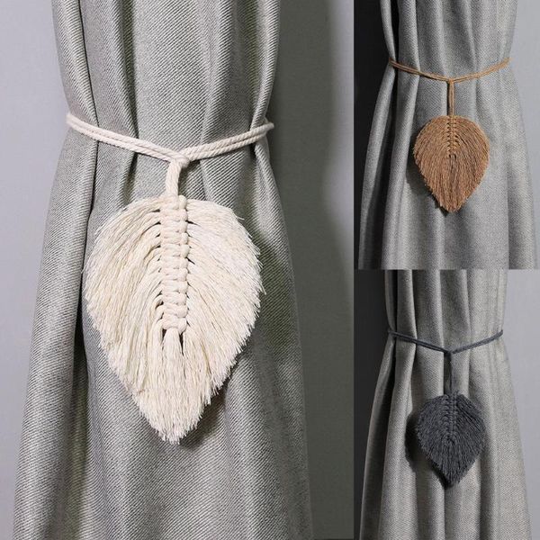 

other home decor curtain buckle leaf shaped drapes ornaments cotton rope hand-woven tieback for