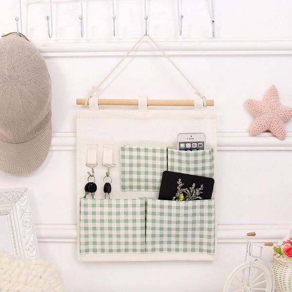 

storage boxes & bins 4 pockets hanging bag nordic style wall mounted wardrobe sundries container fabric cotton pouch home closet