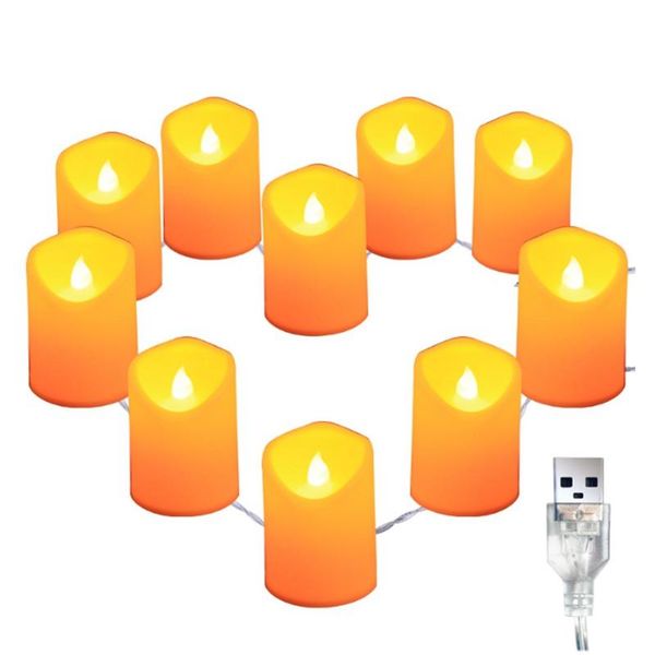 

candles light, 10 pack flameless usb powered led candle,warm white
