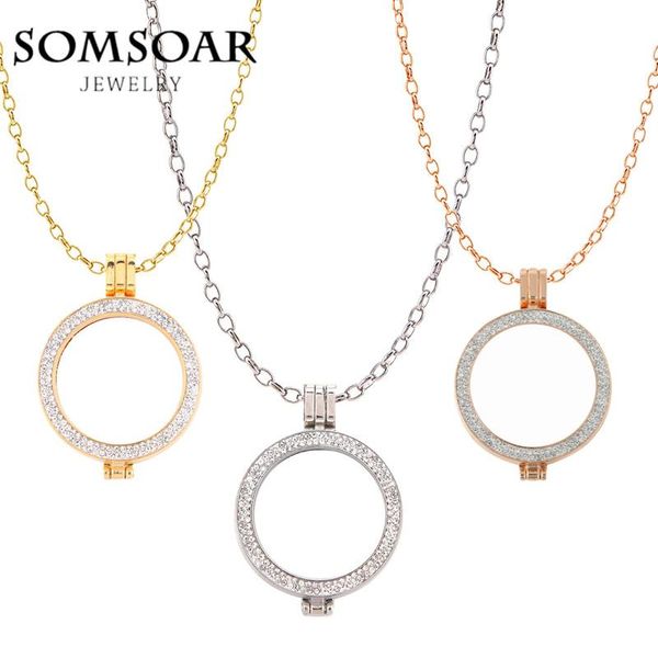 

pendant necklaces 10pcs/lot my moneda necklace set 35mm alloy double crystal coin holder with 80cm link chain fit for 33mm disc, Silver