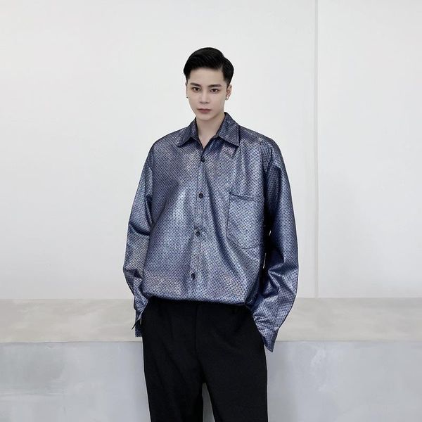 

male high streetwear fashion vintage shirt men autumn long sleeve casual loose stage clothes men's shirts, White;black