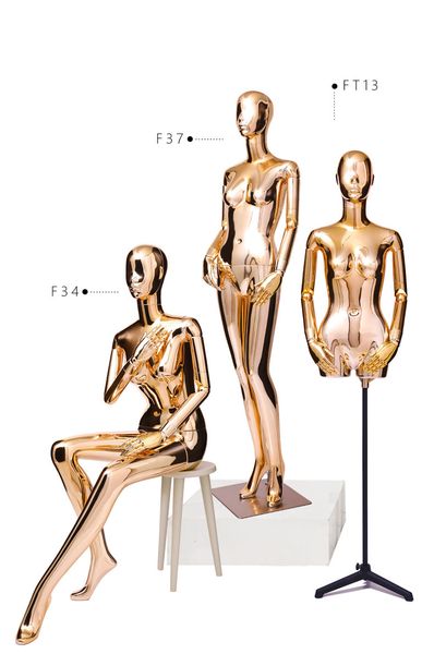 

electroplated golden and silver mannequin full body half body sitting model, Khaki