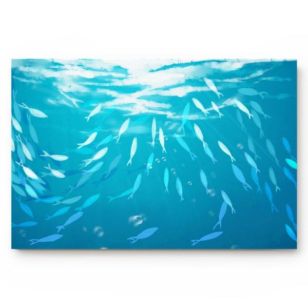 

cushion/decorative pillow kitchen rug blue sea fish school under the sun doormat non-slip indoor/outdoor door mat home decor entrance floor
