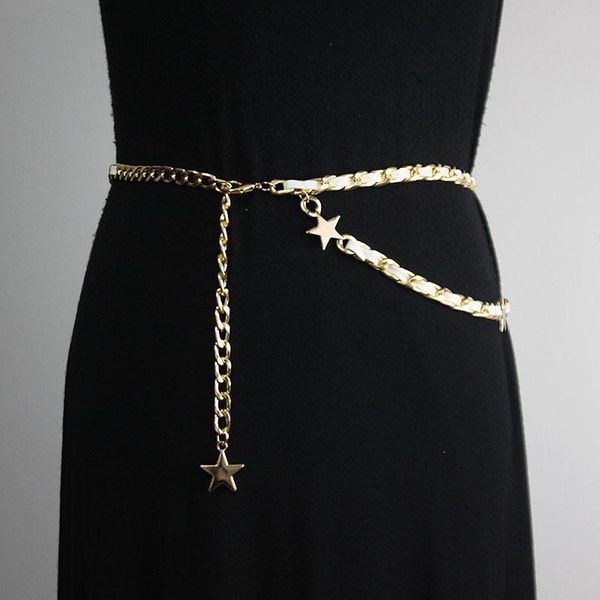 

belts double pentagonal star simple thick body current for women girl waist fashion jewelry present 2021, Black;brown