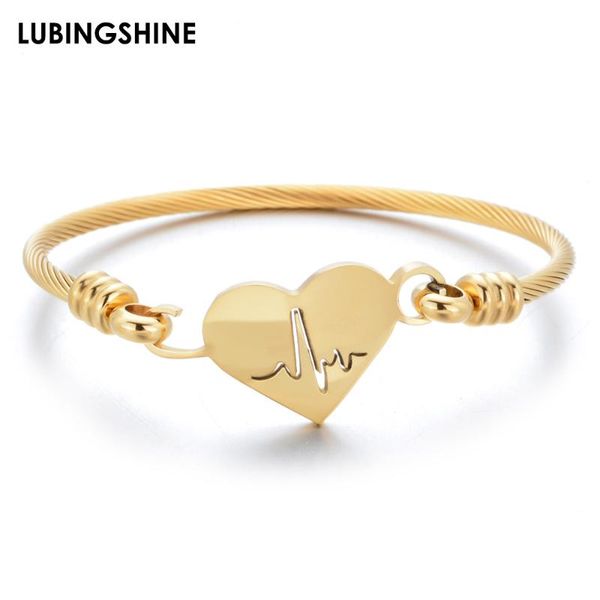 

fashion heart charms stainless steel bracelets & bangles gold color tree of life bangle for women cuff wristband jewelry, Black