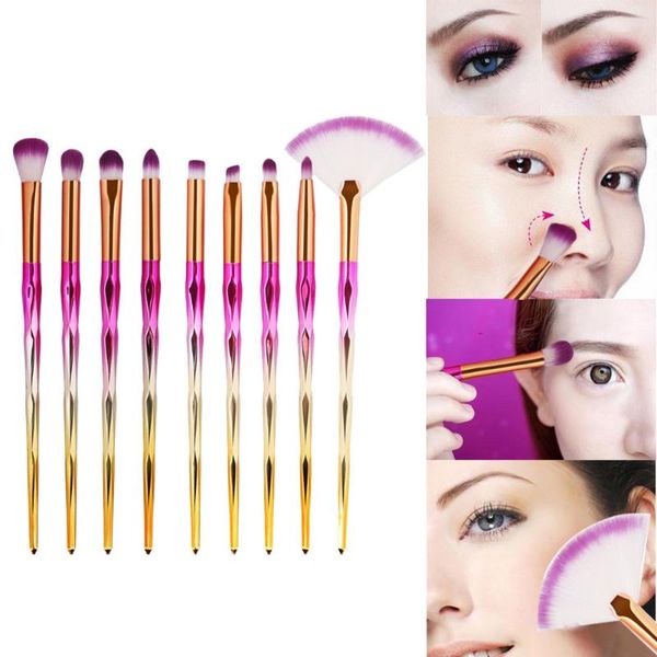 

makeup brushes 15pcs gradient color brush kit plastic foundation powder blush lip portable transparent cosmetic
