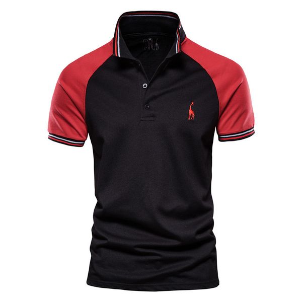 

red and bluepattern casual business men s polo shirt comfortable and breathable daily travel work social, White;black