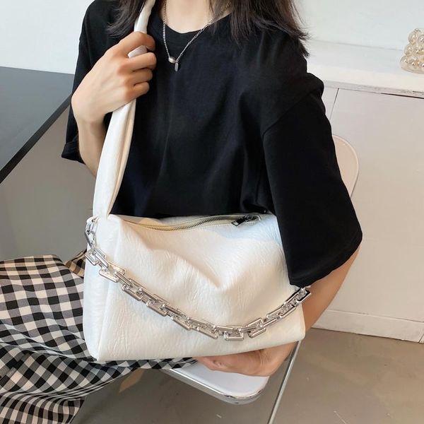 

totes trend white pu leather crossbody shoulder bags for women 2021 summer fashion pearl chain underarm handbag
