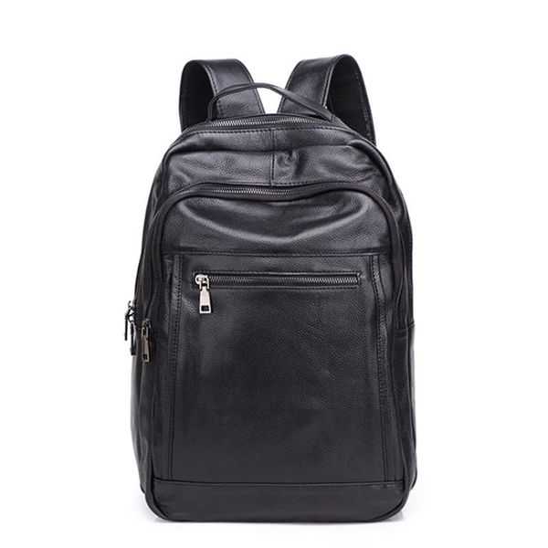 

backpack men soft real leather waterproof lapbag travel school business genuine