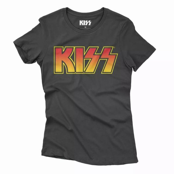

kiss gradient logo t-shirt woman, White;black