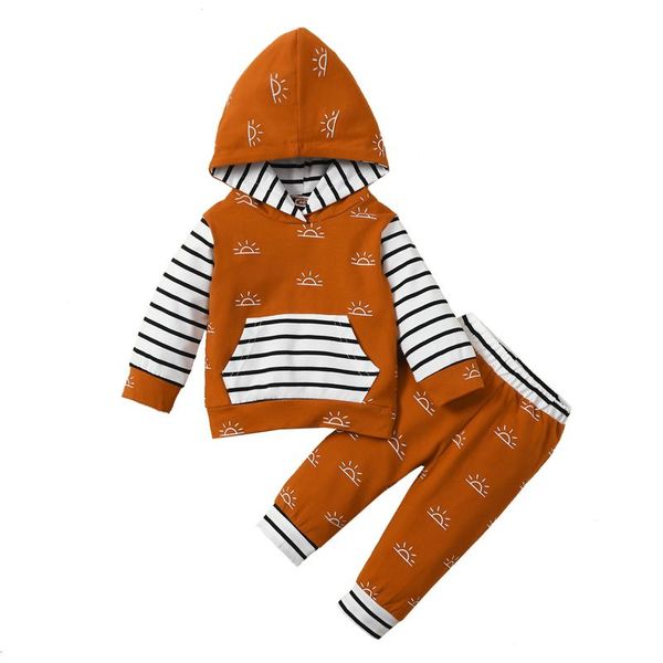 

clothing sets 2021 toddler baby boy girl 2pcs autumn set long sleeve striped hooded pants 0-4years, White