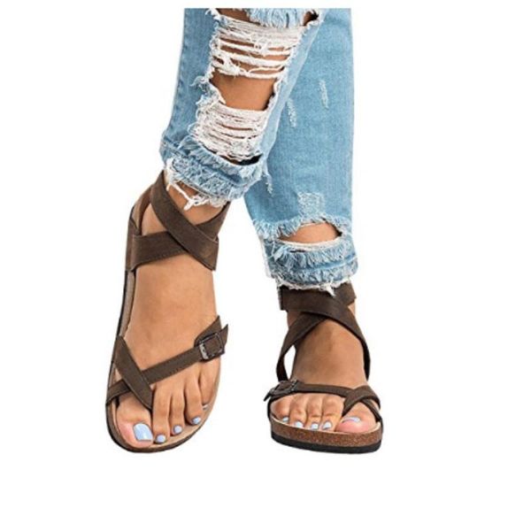 

summer women sandals fashion buckle shoes flat beach black sandales pour femmes