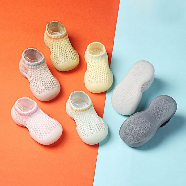 

breathable baby shoes born girls boys frist walkers summer thin mesh non slip rubber short tube sock for toddler first