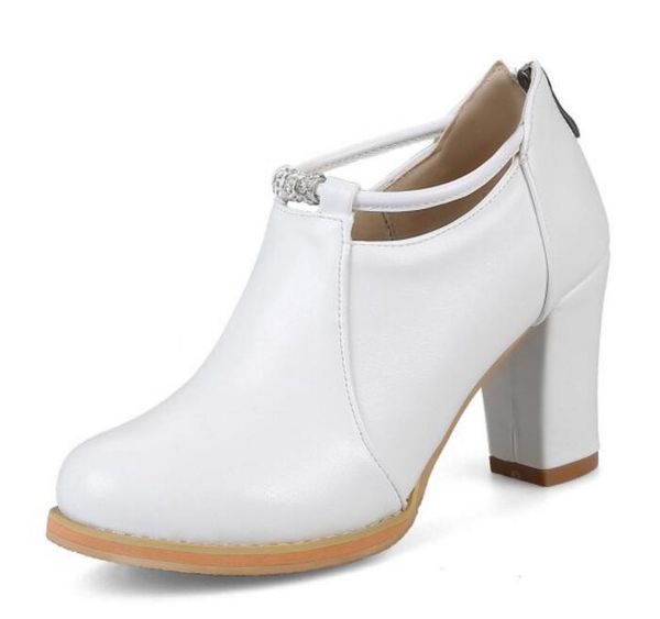 

fashion autumn ladies plus size 22-66 women pumps chunky high heels boots office lace up shoes woman girls byb16186 dress, Black