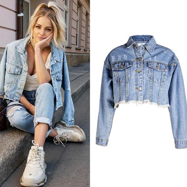 

women's jackets 2021 tassel denim loose boyfriend style jacket short spring and autumn, Black;brown