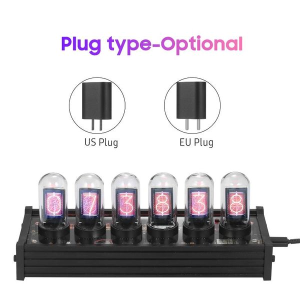 

desk & table clocks rgb led tube clock vintage digital nixie 6 bit time po retro ips module and glass dome decoration gift