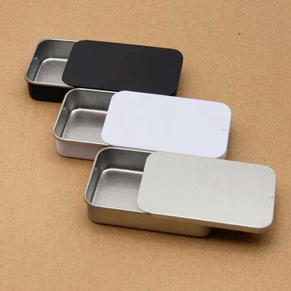 

plain silver color slide tin box,rectangle candy usb box case container wholesale